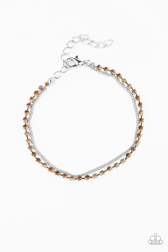 Double the Diamonds Brown Bracelet