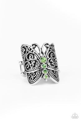 Butterfly Bling Green Ring