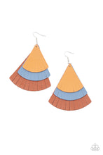 Load image into Gallery viewer, Huge Fanatic Multi/Blue Leather Earrings