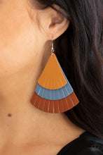 Load image into Gallery viewer, Huge Fanatic Multi/Blue Leather Earrings