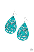 Load image into Gallery viewer, Marine Eden Blue Wood Earrings