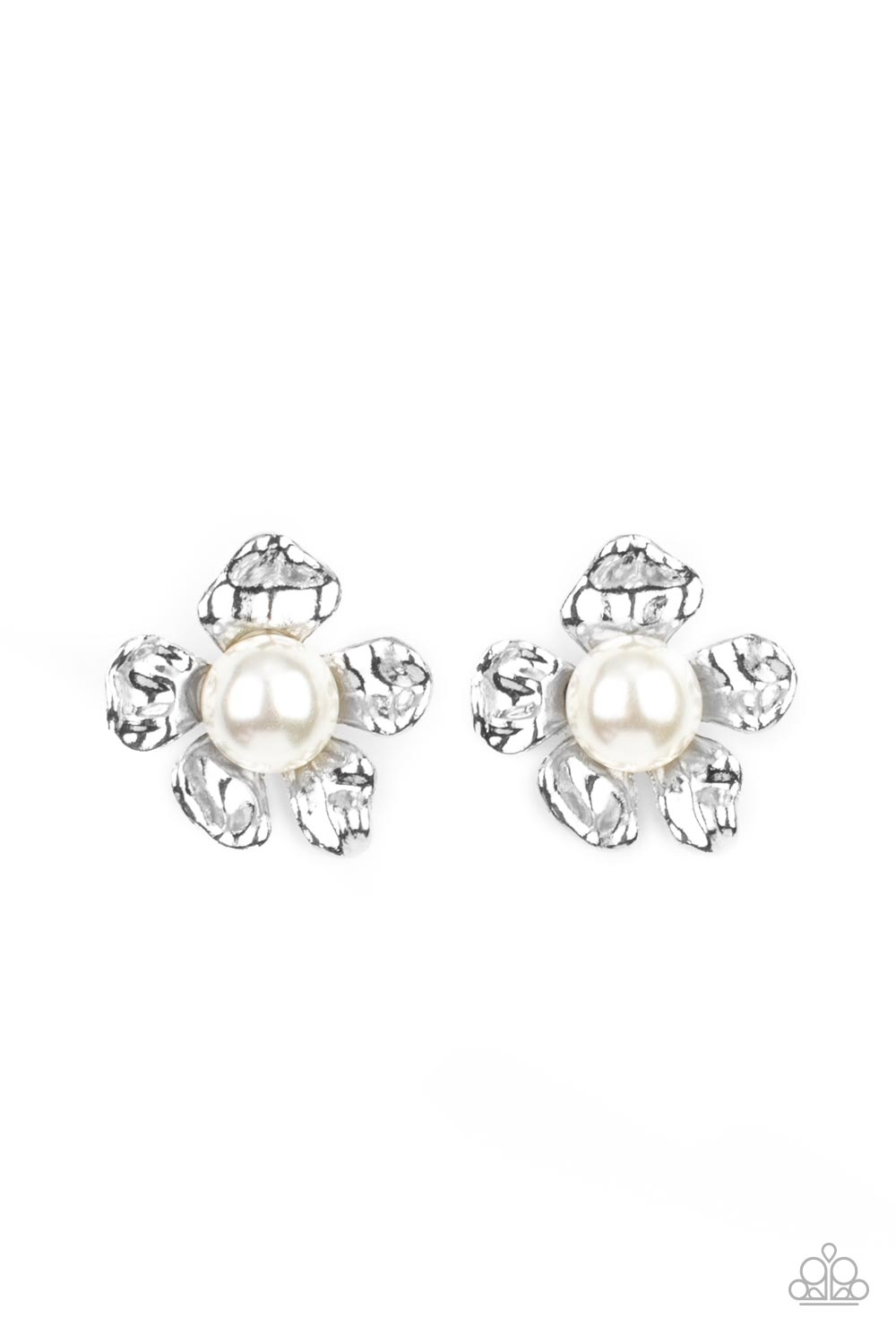Apple Blossom Pearls White Post Earrings