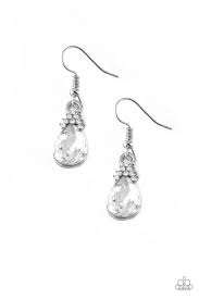 5th Avenue Fireworks White Earrings