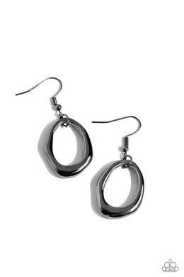 Asymmetrically Artisan Black Earring