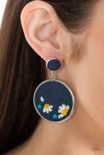 Load image into Gallery viewer, Embroidered Gardens Blue Earrings