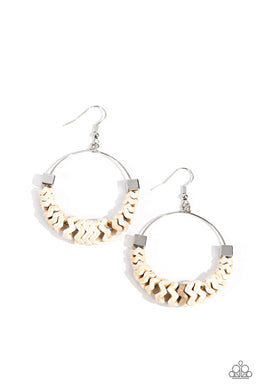 Capriciously Crimped White Earrings