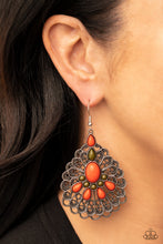 Load image into Gallery viewer, Peacock Prance Orange Earrings