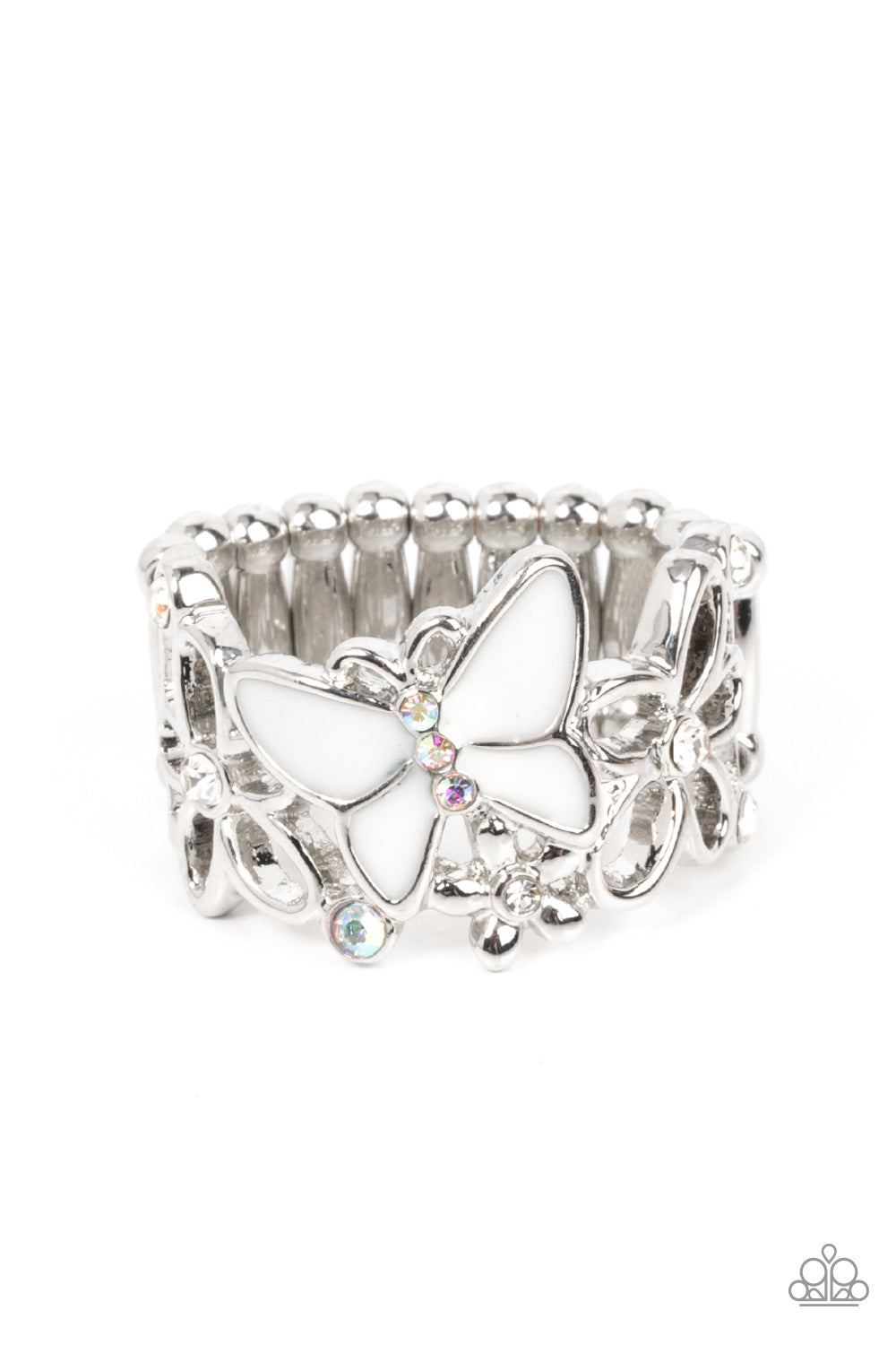 All FLUTTERED Up White Ring