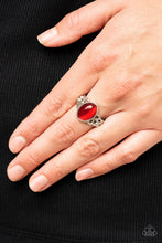 Load image into Gallery viewer, Crystals and Cats Eye Red Skinny Band Ring