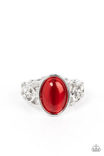 Load image into Gallery viewer, Crystals and Cats Eye Red Skinny Band Ring