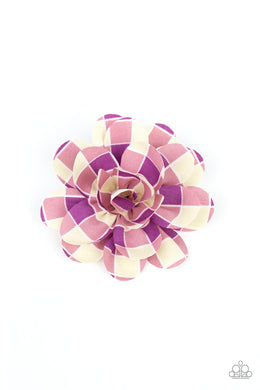 Gingham Garden Purple Hair Clip