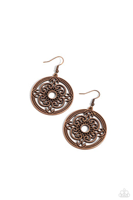 Mandala Meditation Copper Earrings