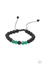 Load image into Gallery viewer, Alternative Rock Green Glass Bead Pull Cord Bracelet