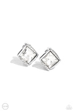 Load image into Gallery viewer, Sparkle Squared White Clip On Earrings
