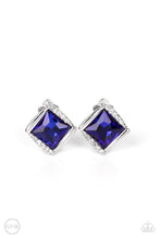 Load image into Gallery viewer, Sparkle Squared Blue Clip On Earrings