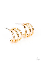 Load image into Gallery viewer, TRIPLE Down Gold Hoops Earrings