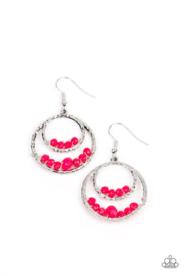 Bustling Beads Pink Earrings