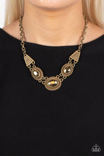 Load image into Gallery viewer, Textured TRAPEZOID Brass Necklace