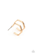 Load image into Gallery viewer, Haute Hexagons Gold Mini Hoops