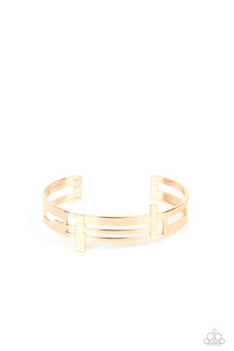 Barred Lines Gold Men's Cuff