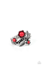 Load image into Gallery viewer, Wonderland Wildflower Red Skinny Band Ring