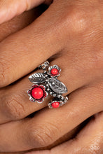 Load image into Gallery viewer, Wonderland Wildflower Red Skinny Band Ring