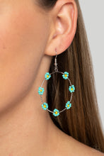 Load image into Gallery viewer, Dainty Daisies Blue Seed Bead Earrings