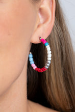 Load image into Gallery viewer, Multicolored Mambo Pink Multi Hoop Earrings