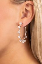 Load image into Gallery viewer, Night at the Gala White Hoop Earrings