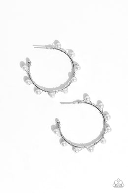 Night at the Gala White Hoop Earrings