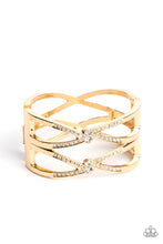 Load image into Gallery viewer, Entrancing Etiquette Gold Hinged Bracelet