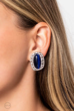 Load image into Gallery viewer, Shimmery Statement Blue Clip On Earrings