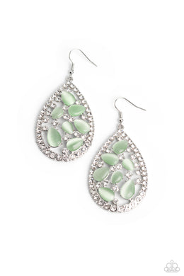Cats Eye Class Green Earrings