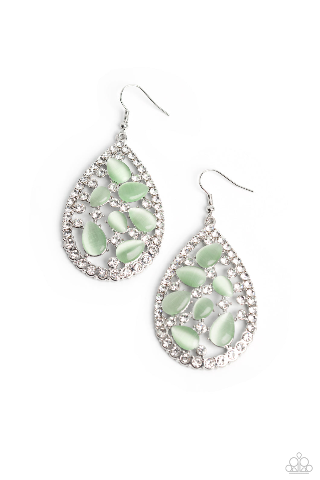 Cats Eye Class Green Earrings