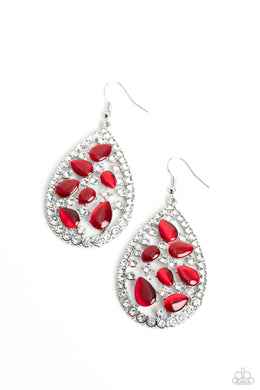 Cats Eye Class Red Earrings