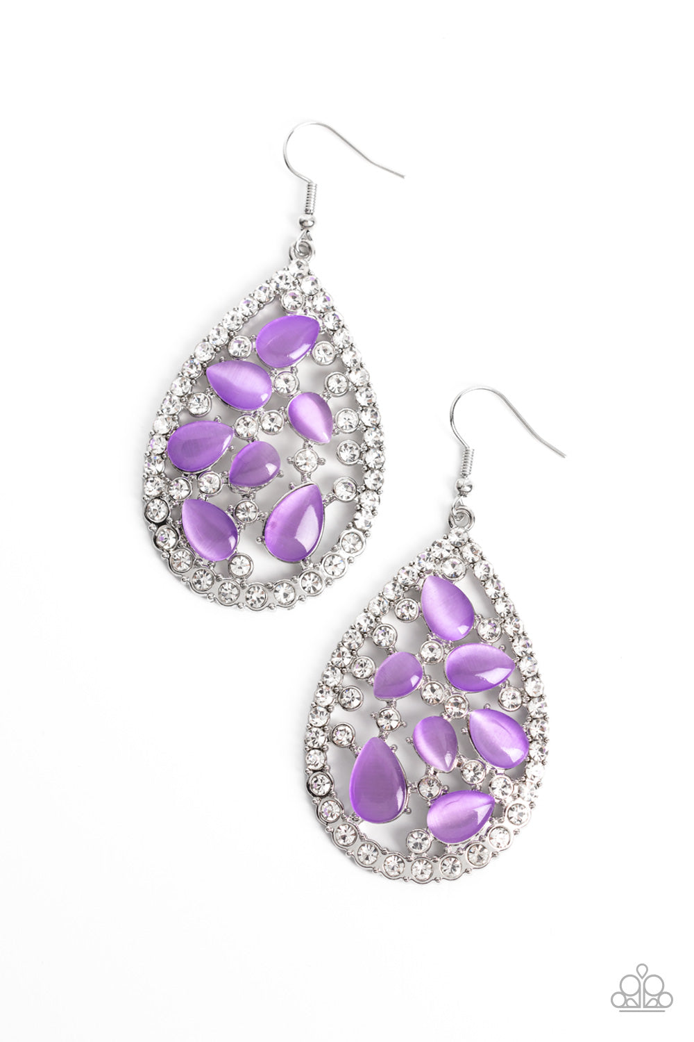 Cats Eye Class Purple Earrings
