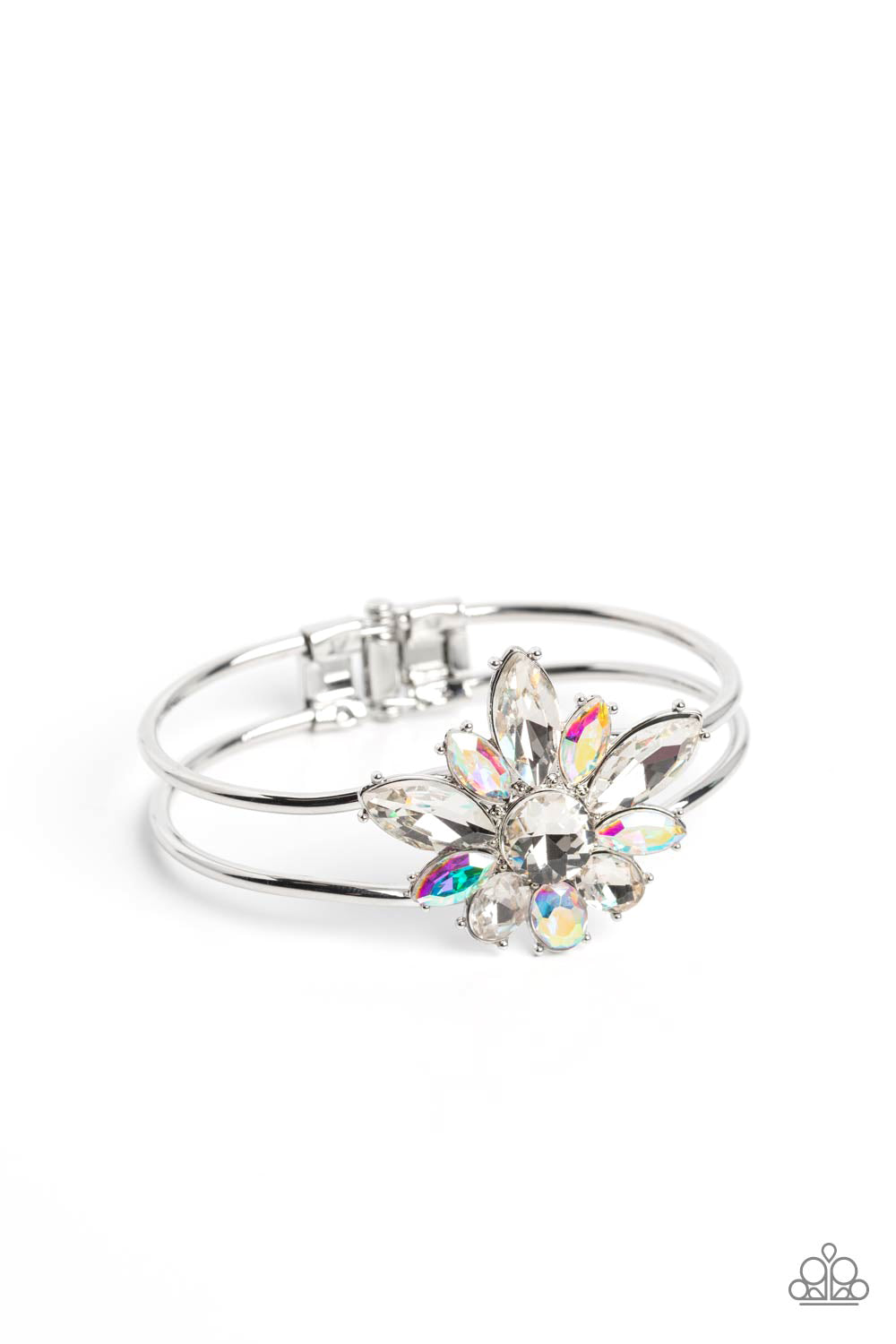 Chic Corsage White Hinged Bracelet