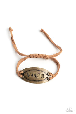 Thankful Tidings Brass Pull Cord Bracelet