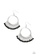 Load image into Gallery viewer, Fringe Fanfare Black Earrings
