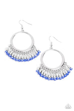 Load image into Gallery viewer, Fringe Fanfare Blue Earrings