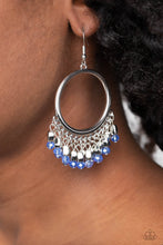 Load image into Gallery viewer, Fringe Fanfare Blue Earrings