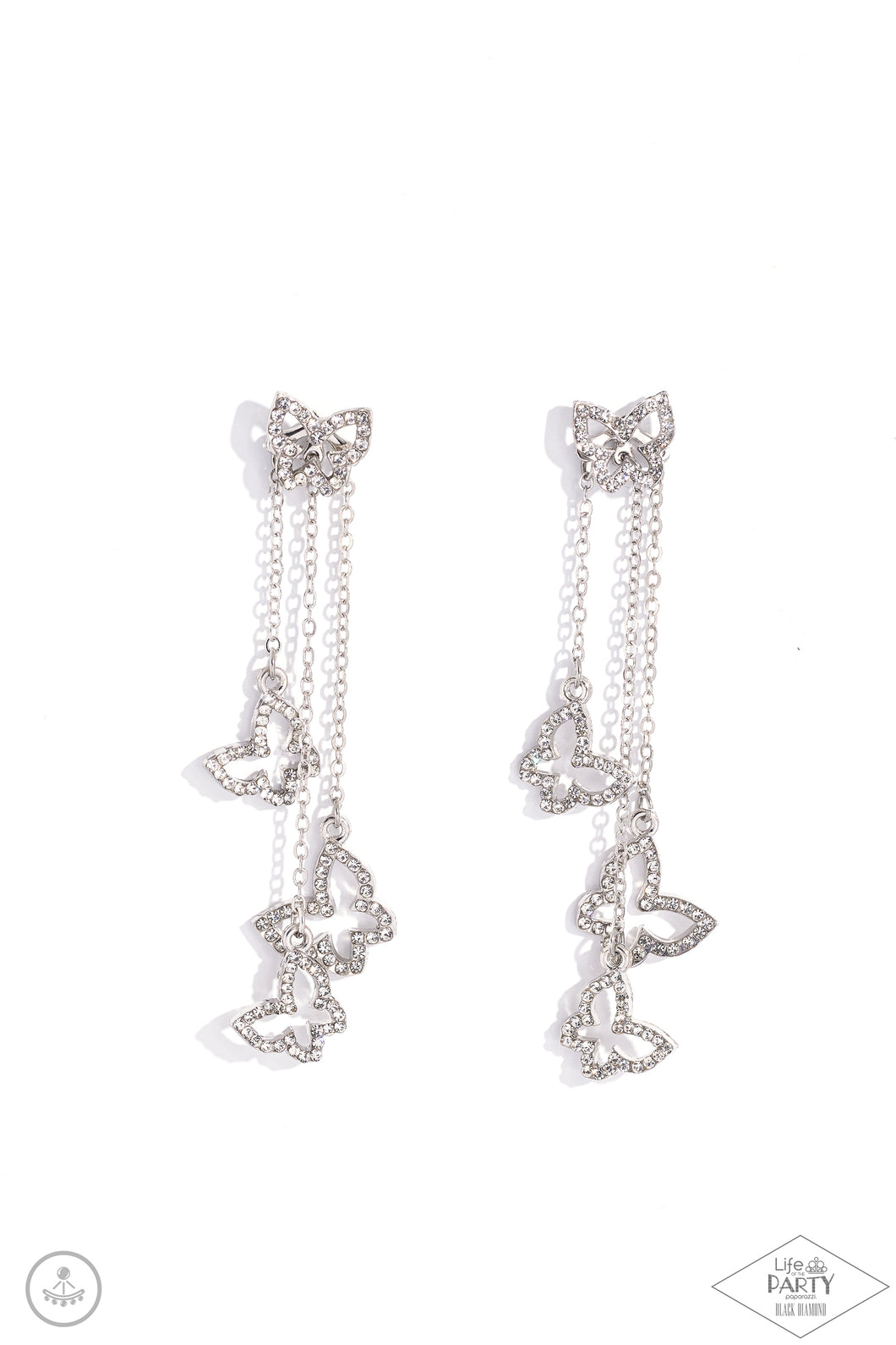 Boisterous Butterfly Silver Jacket Earrings