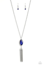 Load image into Gallery viewer, Tassel Tabloid Blue Necklace