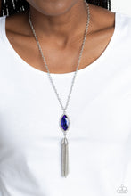 Load image into Gallery viewer, Tassel Tabloid Blue Necklace
