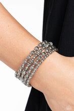 Load image into Gallery viewer, Striped Stack Silver Coil Bracelet