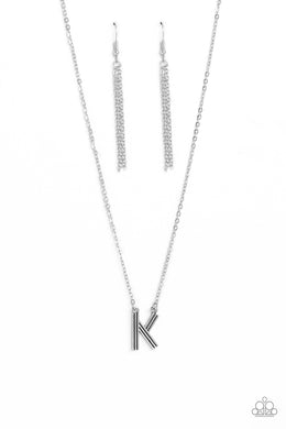 Leave Your Initials Silver Necklace - K
