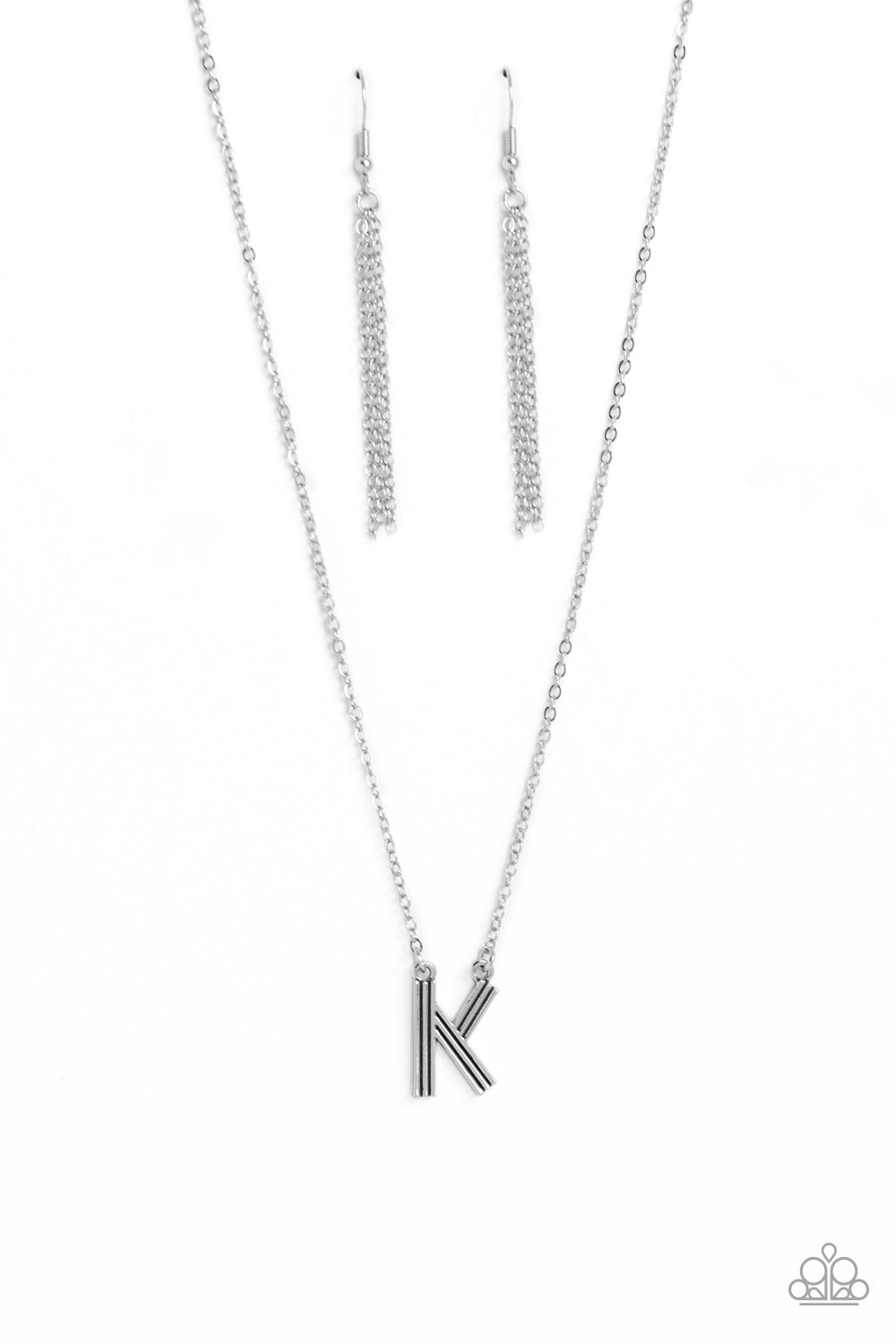 Leave Your Initials Silver Necklace - K