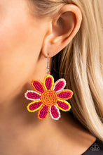 Load image into Gallery viewer, Decorated Daisies Pink Seed Bead Earrings