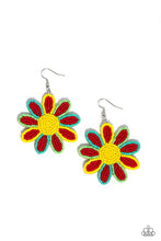 Load image into Gallery viewer, Decorated Daisies Red Seed Bead Earrings