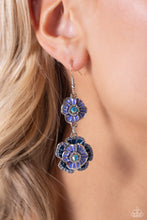 Load image into Gallery viewer, Intricate Impression Blue Earrings